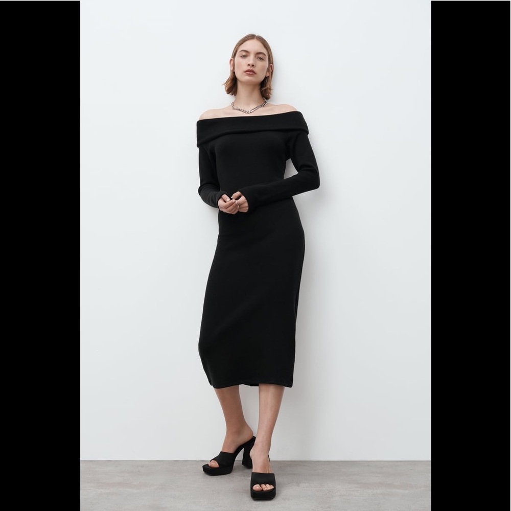 ZARA KNIT MIDI DRESS Size L